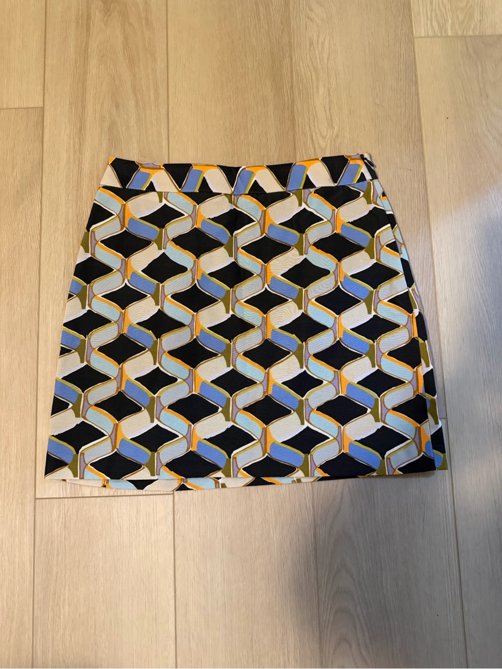 Milly Geometric Mini Skirt in Black, Blue & Yellow